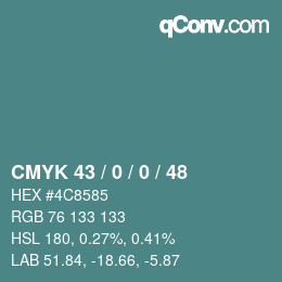 颜色代码: CMYK 43 / 0 / 0 / 48 | qconv.com