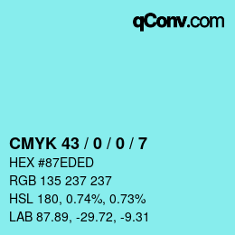 Color code: CMYK 43 / 0 / 0 / 7 | qconv.com