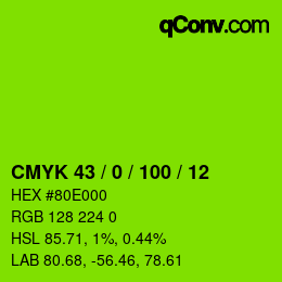 Color code: CMYK 43 / 0 / 100 / 12 | qconv.com