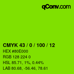 颜色代码: CMYK 43 / 0 / 100 / 12 | qconv.com