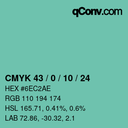 颜色代码: CMYK 43 / 0 / 10 / 24 | qconv.com