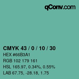 カラーコード: CMYK 43 / 0 / 10 / 30 | qconv.com