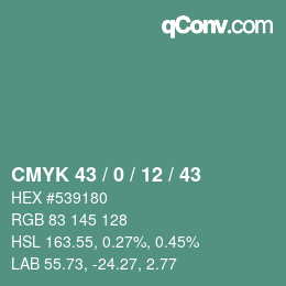 Color code: CMYK 43 / 0 / 12 / 43 | qconv.com