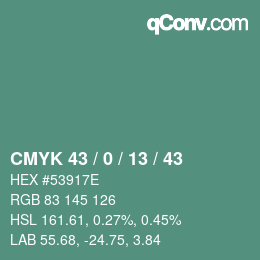 Color code: CMYK 43 / 0 / 13 / 43 | qconv.com