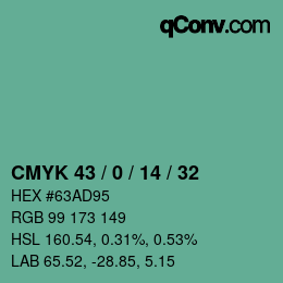 カラーコード: CMYK 43 / 0 / 14 / 32 | qconv.com