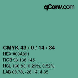 Código de color: CMYK 43 / 0 / 14 / 34 | qconv.com