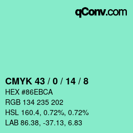 Color code: CMYK 43 / 0 / 14 / 8 | qconv.com