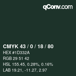 Color code: CMYK 43 / 0 / 18 / 80 | qconv.com