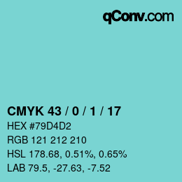 Color code: CMYK 43 / 0 / 1 / 17 | qconv.com