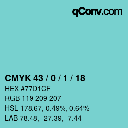 Color code: CMYK 43 / 0 / 1 / 18 | qconv.com