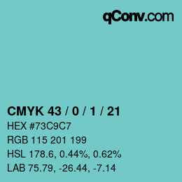 Color code: CMYK 43 / 0 / 1 / 21 | qconv.com