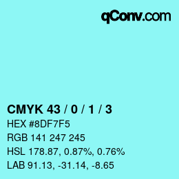 カラーコード: CMYK 43 / 0 / 1 / 3 | qconv.com