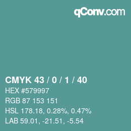 Color code: CMYK 43 / 0 / 1 / 40 | qconv.com