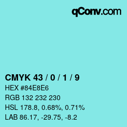 Color code: CMYK 43 / 0 / 1 / 9 | qconv.com