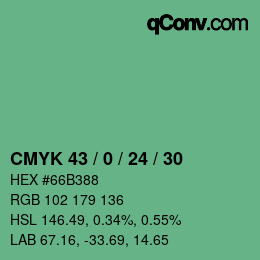 Farbcode: CMYK 43 / 0 / 24 / 30 | qconv.com