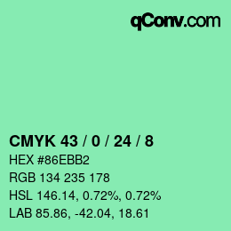 カラーコード: CMYK 43 / 0 / 24 / 8 | qconv.com
