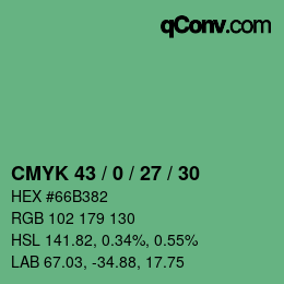 颜色代码: CMYK 43 / 0 / 27 / 30 | qconv.com
