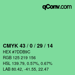 Color code: CMYK 43 / 0 / 29 / 14 | qconv.com