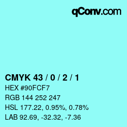 カラーコード: CMYK 43 / 0 / 2 / 1 | qconv.com
