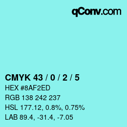 Color code: CMYK 43 / 0 / 2 / 5 | qconv.com