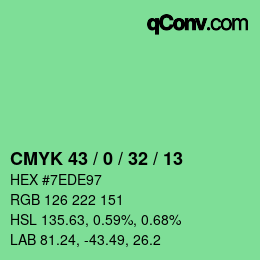 Código de color: CMYK 43 / 0 / 32 / 13 | qconv.com