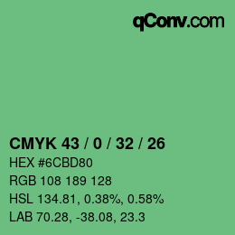 Color code: CMYK 43 / 0 / 32 / 26 | qconv.com