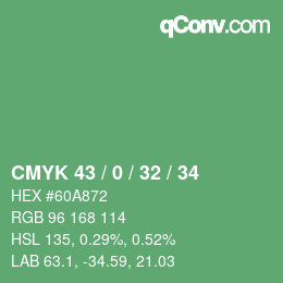 Color code: CMYK 43 / 0 / 32 / 34 | qconv.com