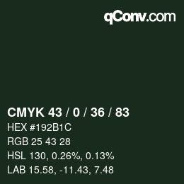Farbcode: CMYK 43 / 0 / 36 / 83 | qconv.com