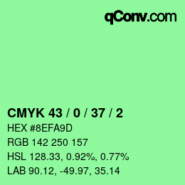 カラーコード: CMYK 43 / 0 / 37 / 2 | qconv.com