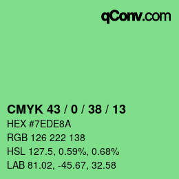 颜色代码: CMYK 43 / 0 / 38 / 13 | qconv.com