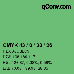 Color code: CMYK 43 / 0 / 38 / 26 | qconv.com