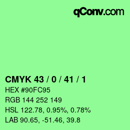 Color code: CMYK 43 / 0 / 41 / 1 | qconv.com