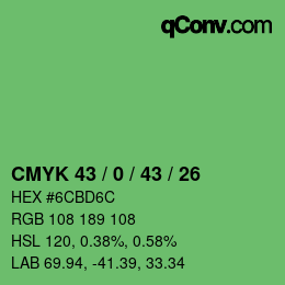 Color code: CMYK 43 / 0 / 43 / 26 | qconv.com