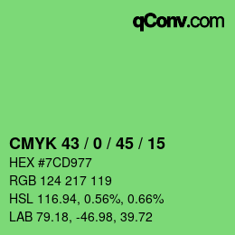 颜色代码: CMYK 43 / 0 / 45 / 15 | qconv.com