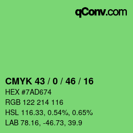 Color code: CMYK 43 / 0 / 46 / 16 | qconv.com