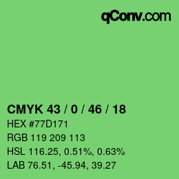 Color code: CMYK 43 / 0 / 46 / 18 | qconv.com