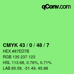 Farbcode: CMYK 43 / 0 / 48 / 7 | qconv.com