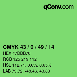 Farbcode: CMYK 43 / 0 / 49 / 14 | qconv.com