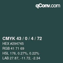 Color code: CMYK 43 / 0 / 4 / 72 | qconv.com