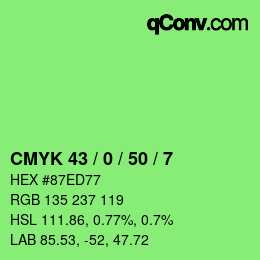 Color code: CMYK 43 / 0 / 50 / 7 | qconv.com