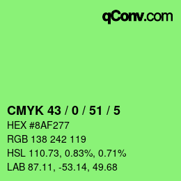 Farbcode: CMYK 43 / 0 / 51 / 5 | qconv.com