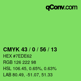 颜色代码: CMYK 43 / 0 / 56 / 13 | qconv.com