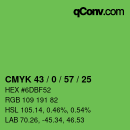 颜色代码: CMYK 43 / 0 / 57 / 25 | qconv.com