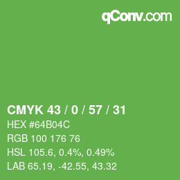Farbcode: CMYK 43 / 0 / 57 / 31 | qconv.com