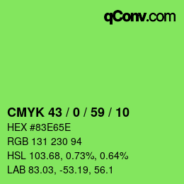 カラーコード: CMYK 43 / 0 / 59 / 10 | qconv.com
