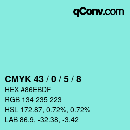 カラーコード: CMYK 43 / 0 / 5 / 8 | qconv.com