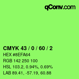 颜色代码: CMYK 43 / 0 / 60 / 2 | qconv.com