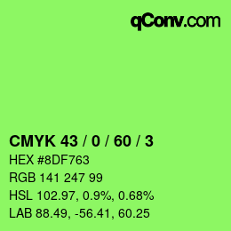 颜色代码: CMYK 43 / 0 / 60 / 3 | qconv.com
