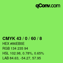 Color code: CMYK 43 / 0 / 60 / 8 | qconv.com