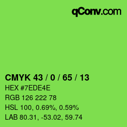 颜色代码: CMYK 43 / 0 / 65 / 13 | qconv.com